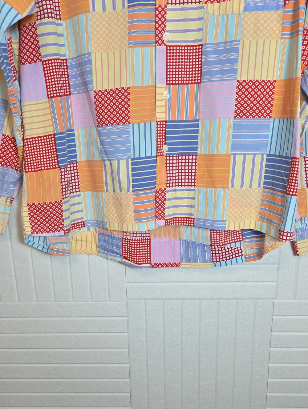 J. Crew Vintage Oarsman 90s Multicolor Patchwork Button Down Shirt Size L